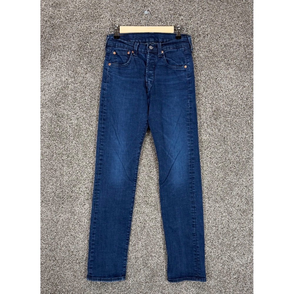 Levis 501 Jeans Mens 29/34 (Fits 28/32) Blue Denim Stretch Button Fly Straight